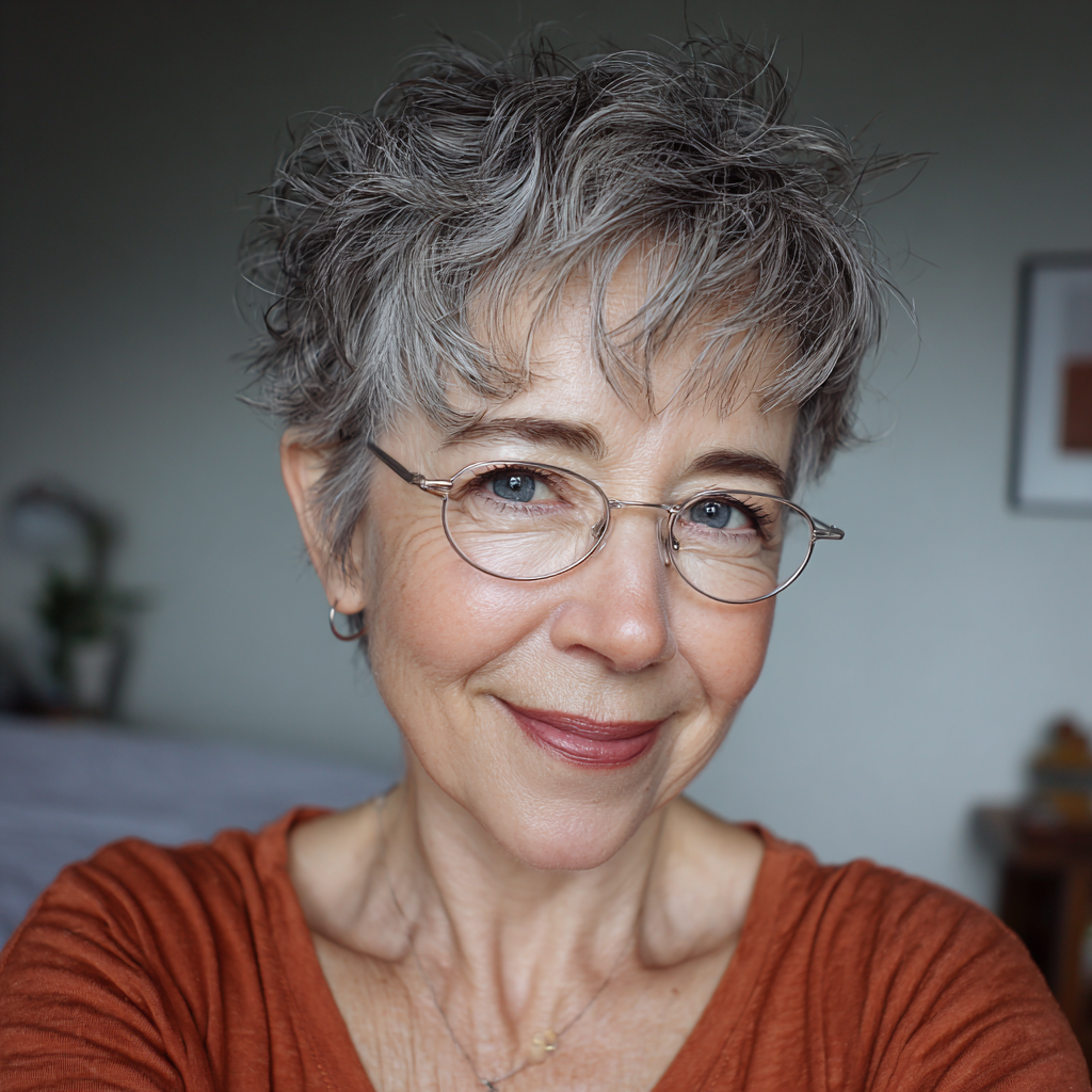 Textured Grey Pixie with Lively Layers
