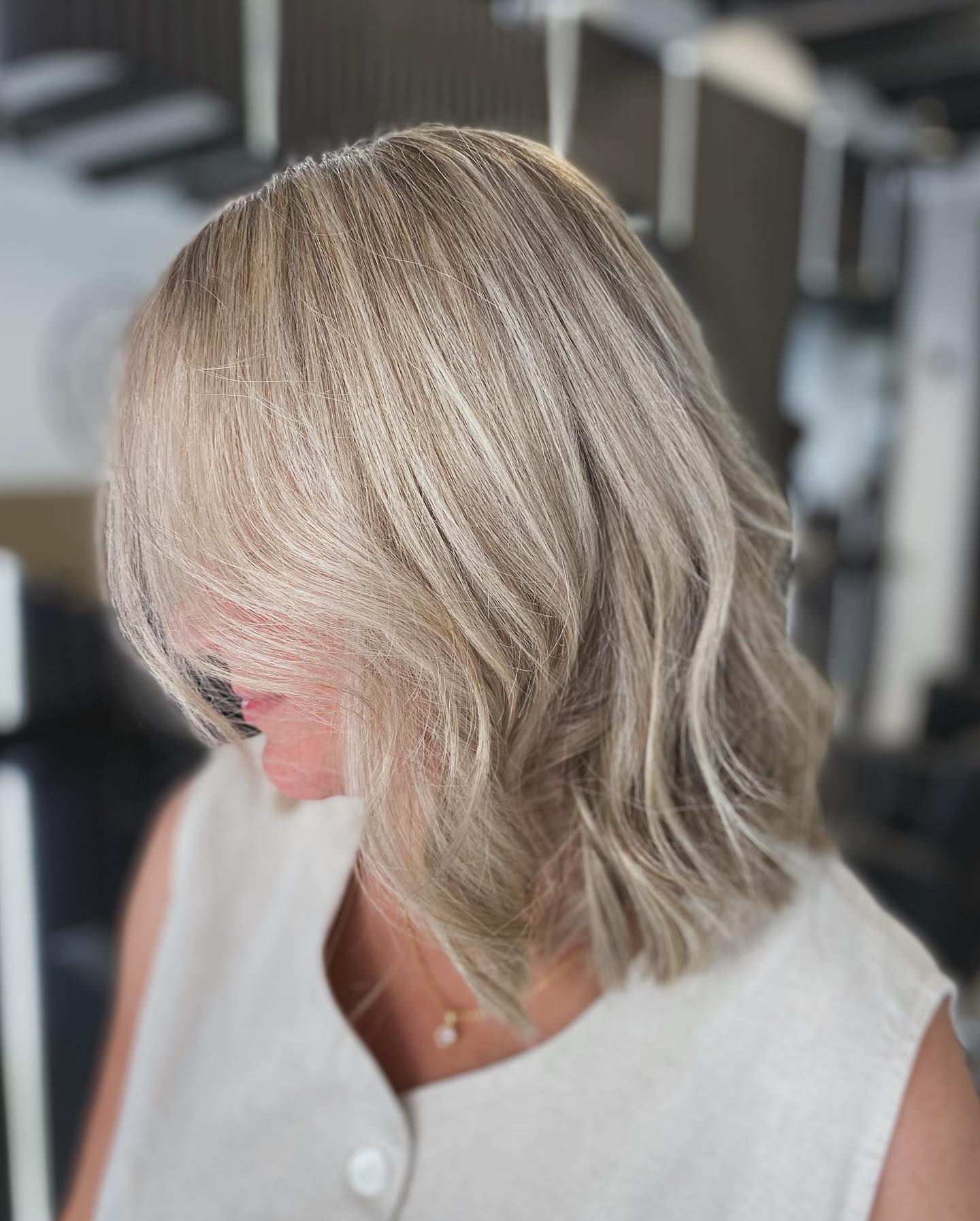 Textured Light Blonde Lob with Soft Waves