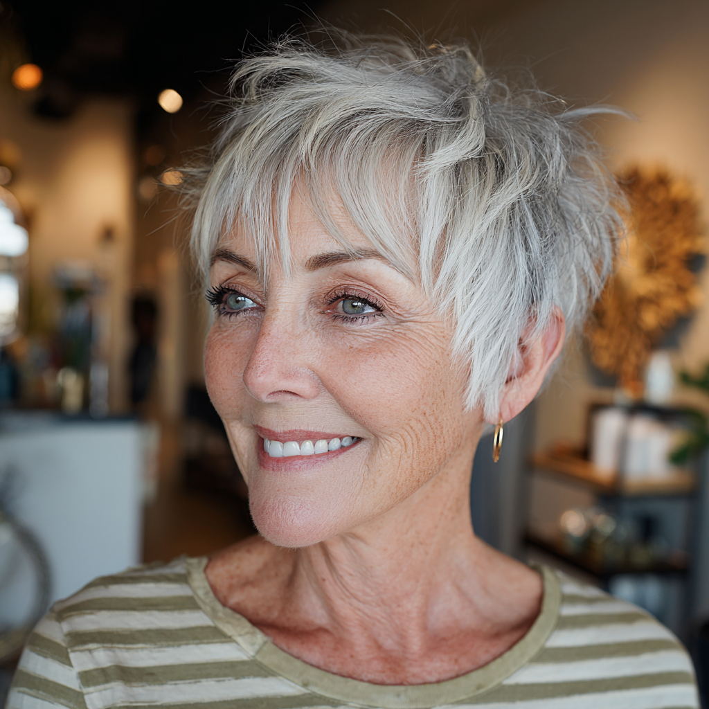 Textured Platinum Pixie with Lively Layers