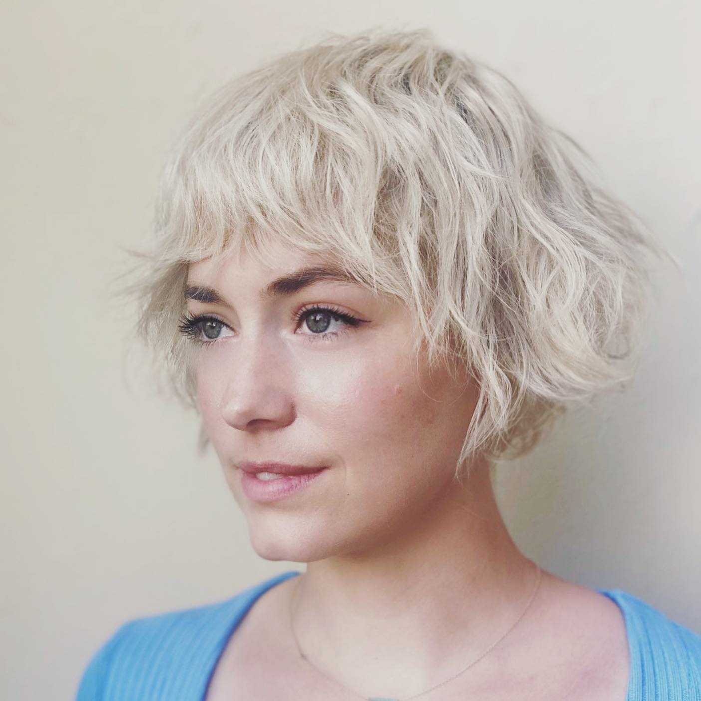 Textured Short Bob with Playful Waves