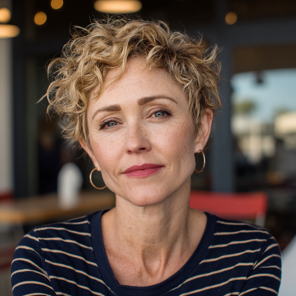 Textured Short Curly Cut with Volume Boost
