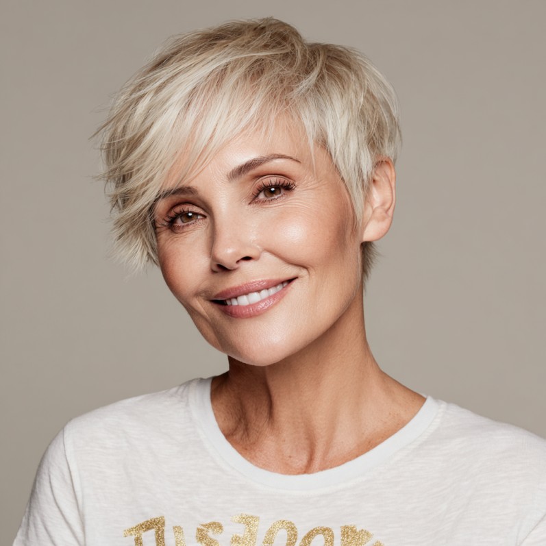 Textured Short Pixie with Soft Feathered Layers