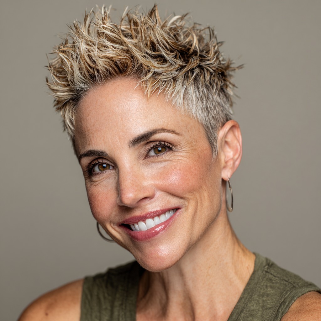 Textured Short Spiky Cut with Bold Highlights