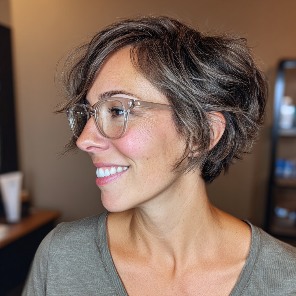 Textured Short Spiky Cut with Natural Highlights