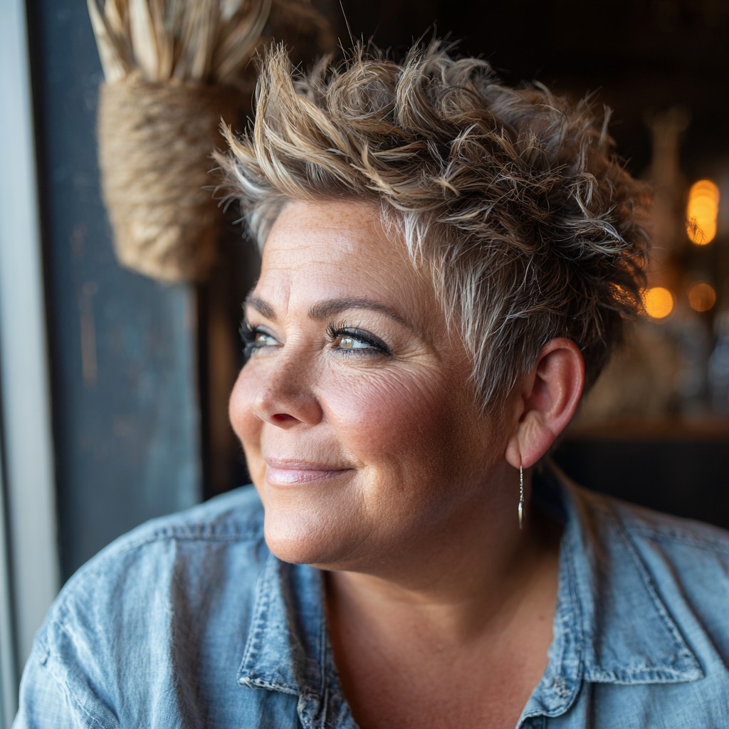 Textured Short Spiky Cut with Silver Highlights