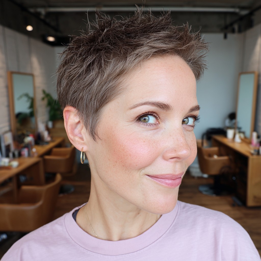Textured Short Spiky Cut with Soft Dimension