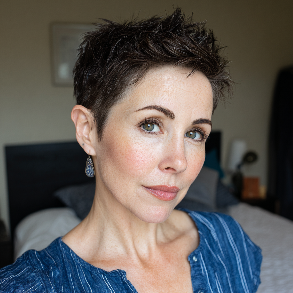 Textured Short Spiky Cut with Subtle Dimension