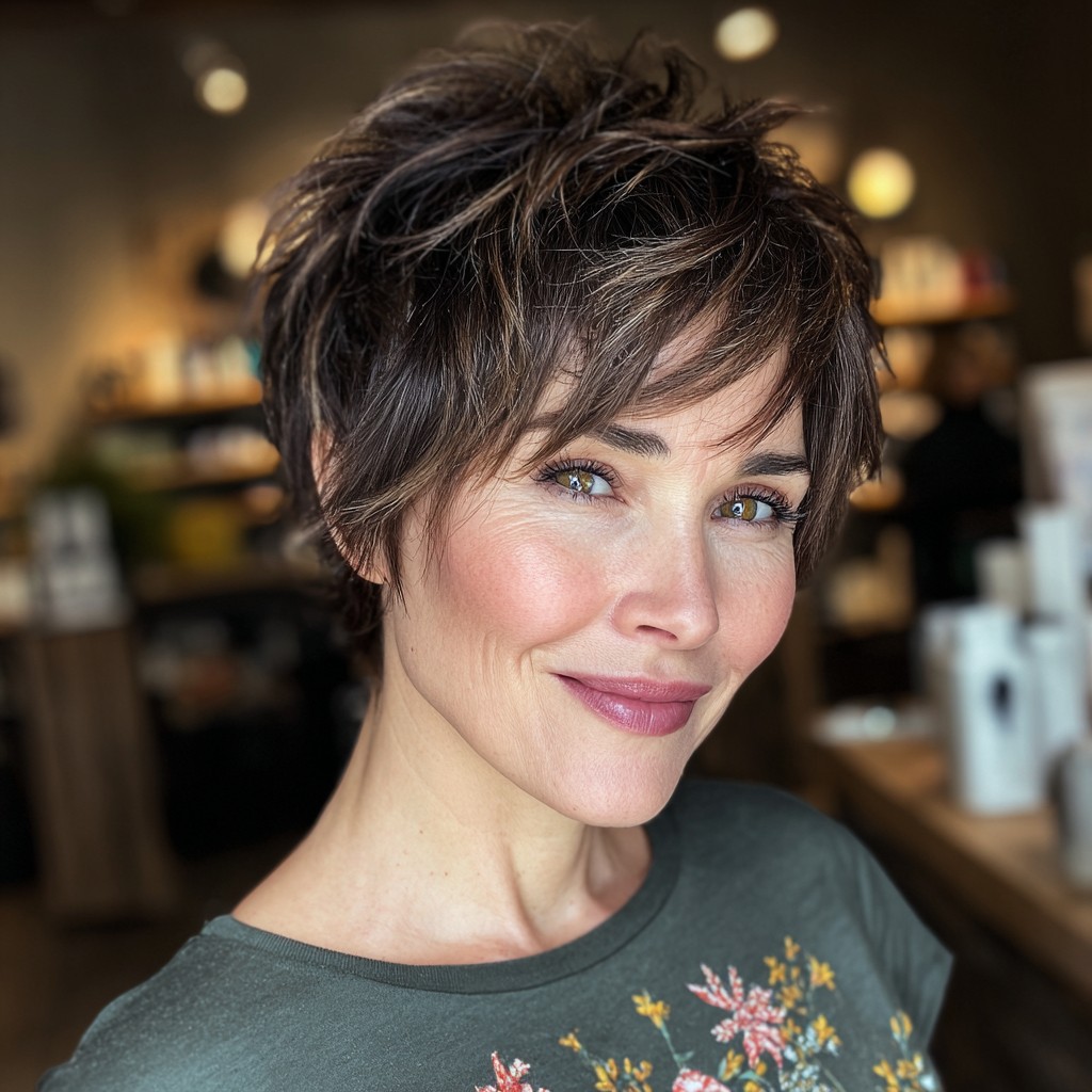 Textured Short Spiky Cut with Subtle Highlights