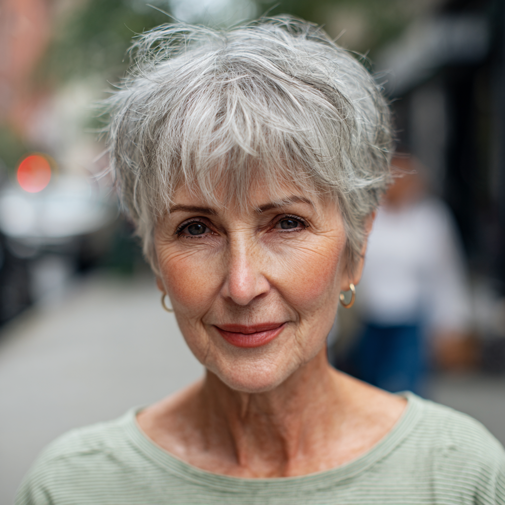 Textured Silver Pixie with Effortless Volume