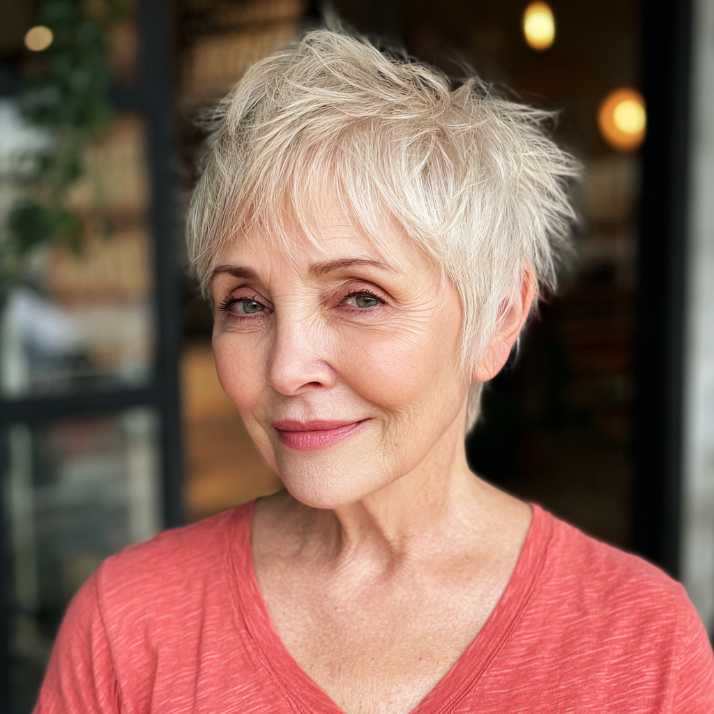 Textured Silver Pixie with Playful Layers
