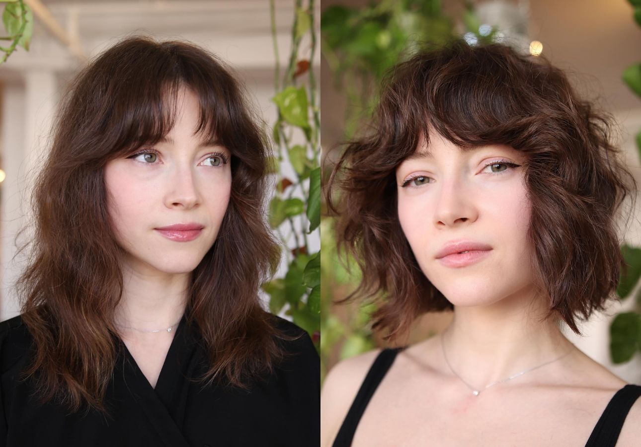 Textured Wavy Cut with Soft Curtain Bangs