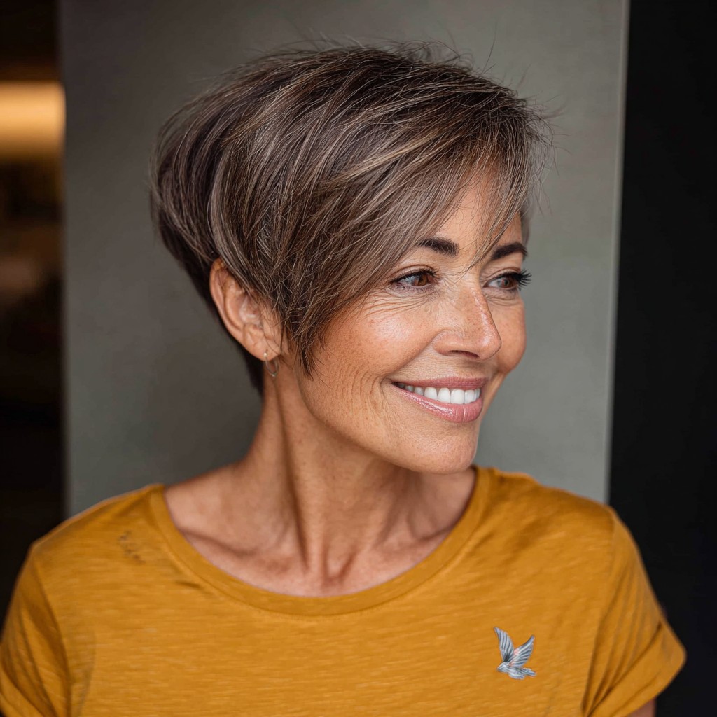 Chic Textured Pixie with Long Side Bangs