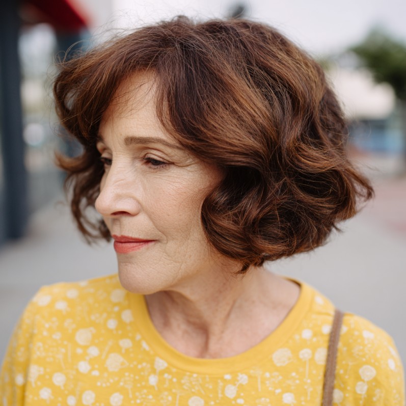 Charming Soft Curly Lob with Rounded Ends