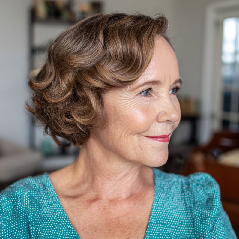Charming Vintage-Inspired Curly Bob