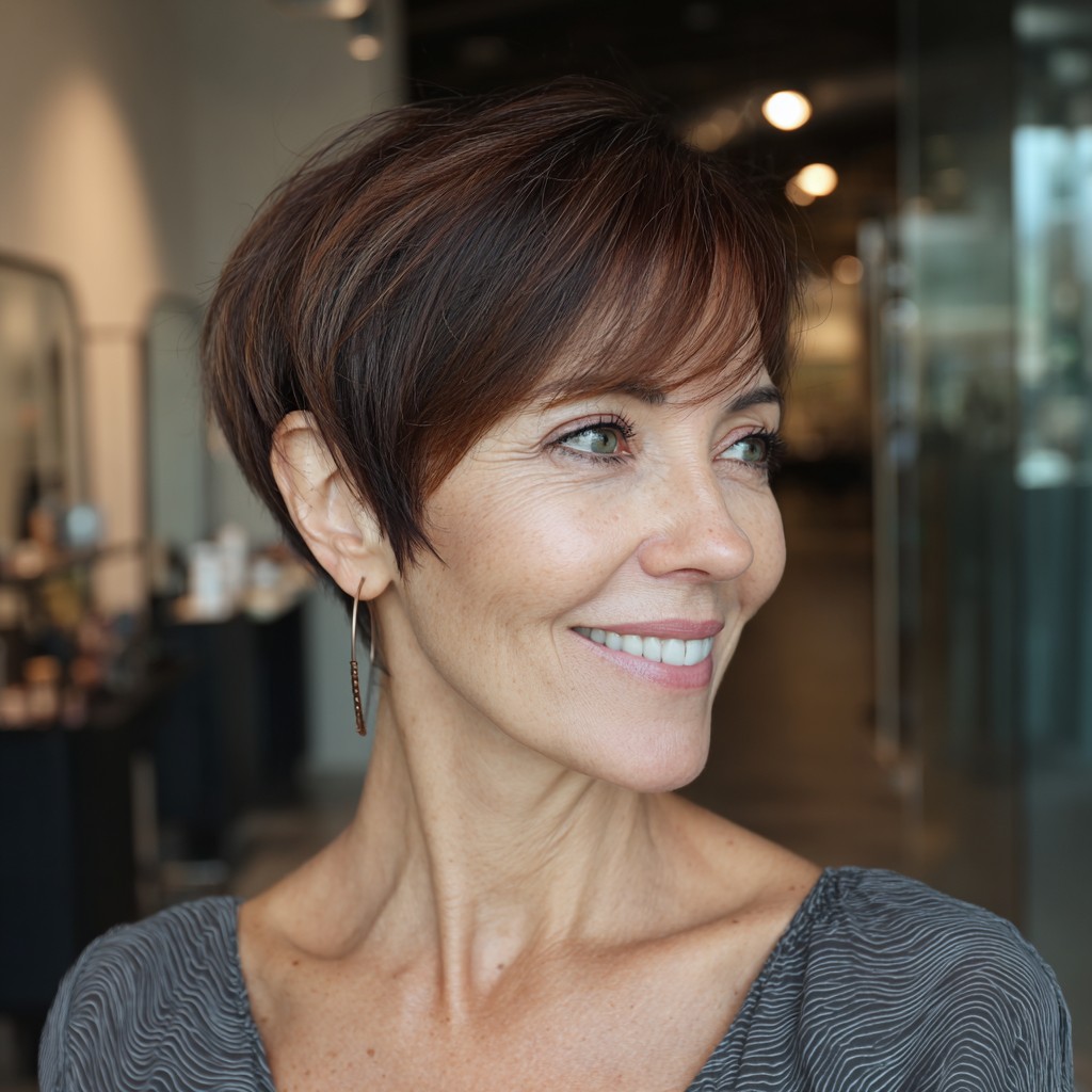 Chic Short Pixie Cut with Soft Layered Bangs