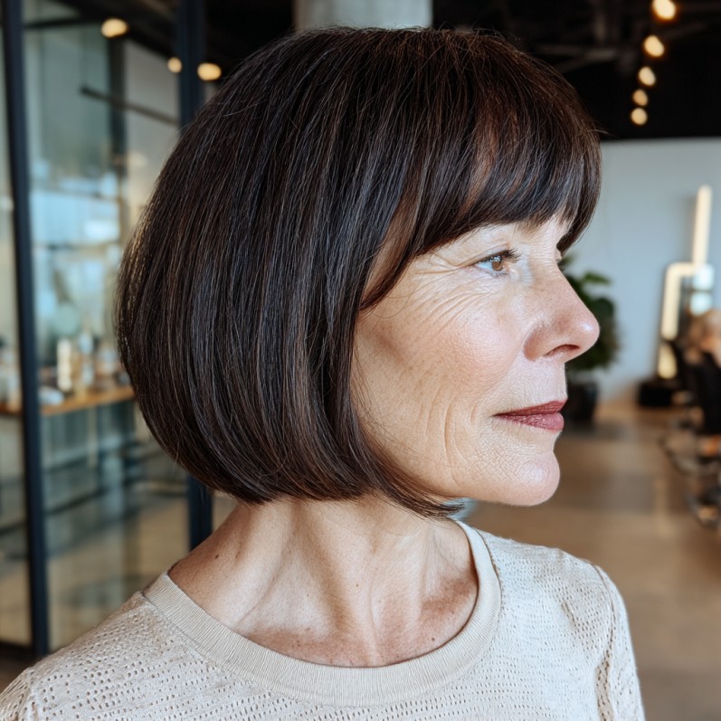Classic A-Line Bob with Subtle Bangs
