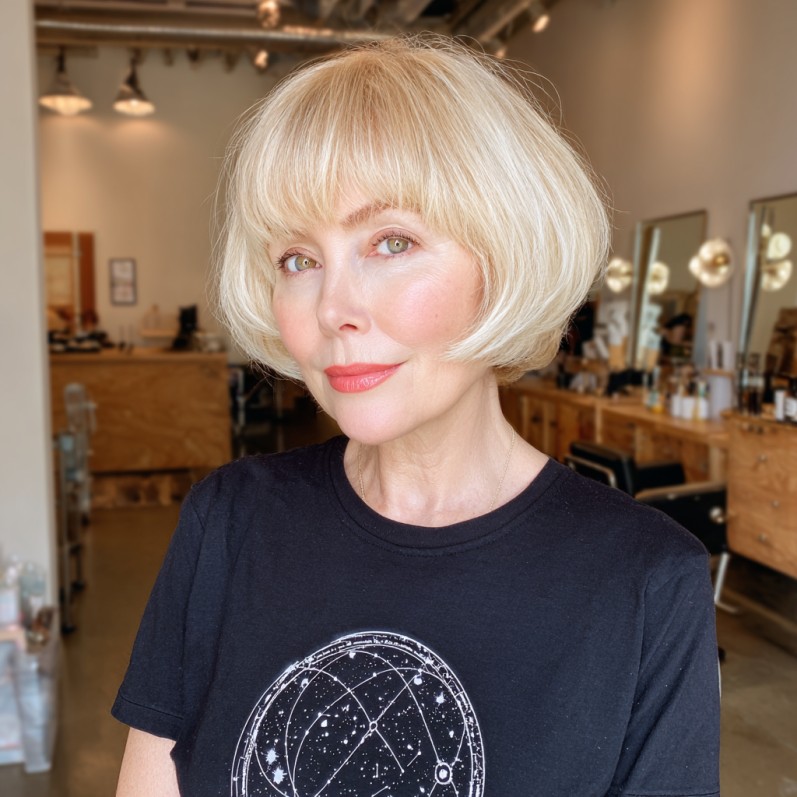 Classic Textured Bob with Soft Fringe