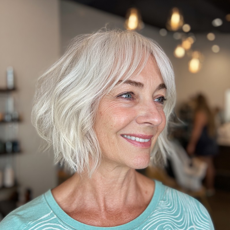 Elegant Silver A-Line Bob with Soft Edges