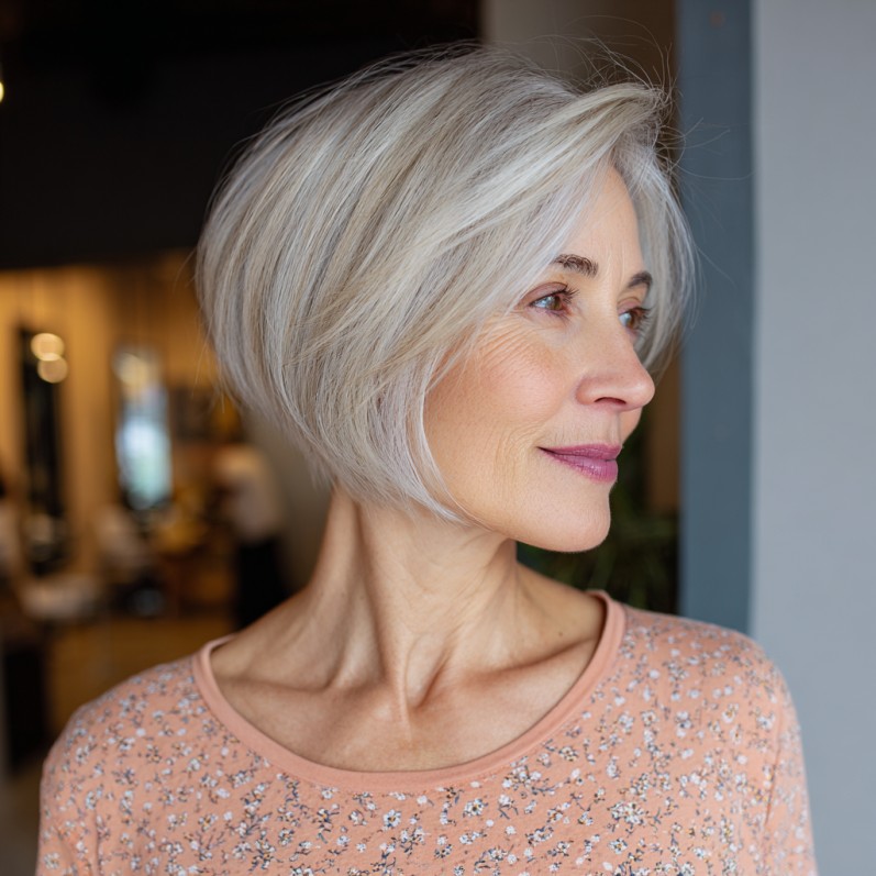 Elegant Soft Textured A-Line Bob with Subtle Highlights