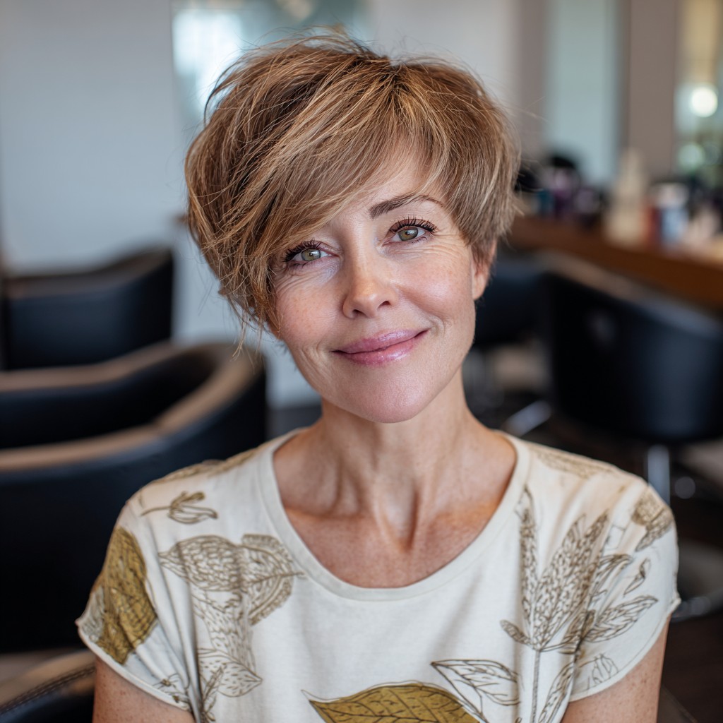 Modern Textured Pixie Cut with Long Side Bangs