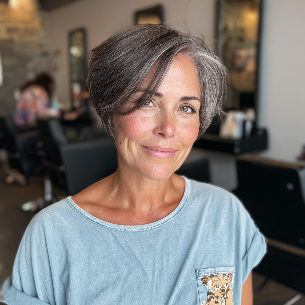 Modern Textured Pixie Cut with Long Side Swept Bangs