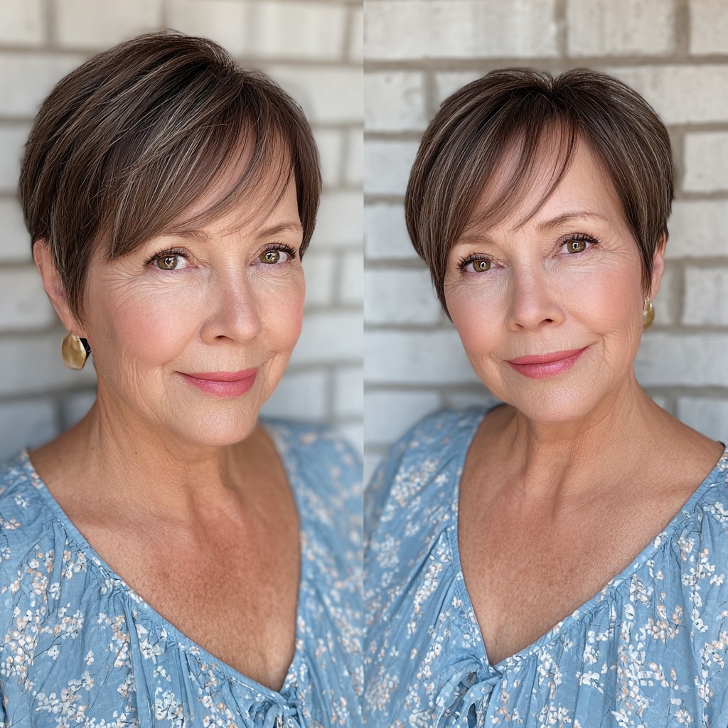 Softly Layered Pixie Cut with Long Side Bangs
