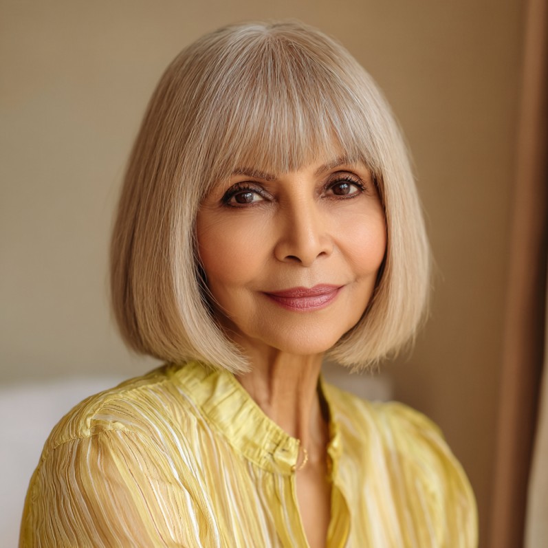 Stylish Blunt Bangs with Soft Angled Bob