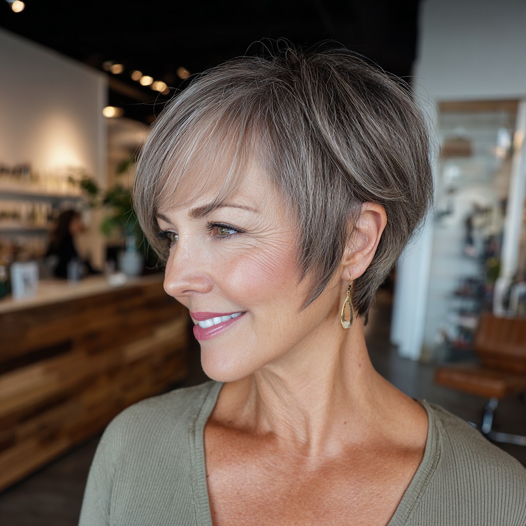 Stylish Textured Pixie Cut with Long Side Bangs