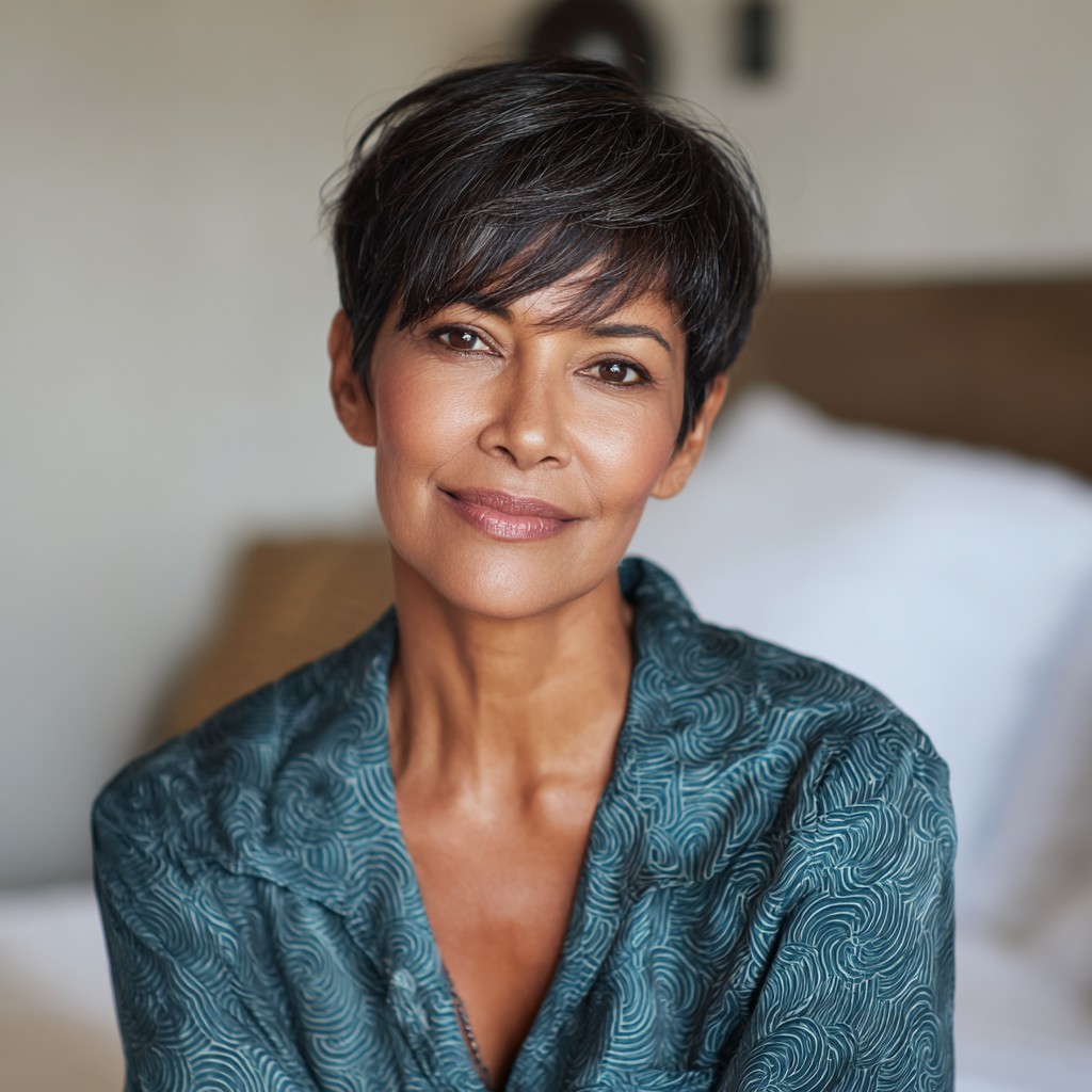 Textured Pixie Cut with Long Feathered Bangs