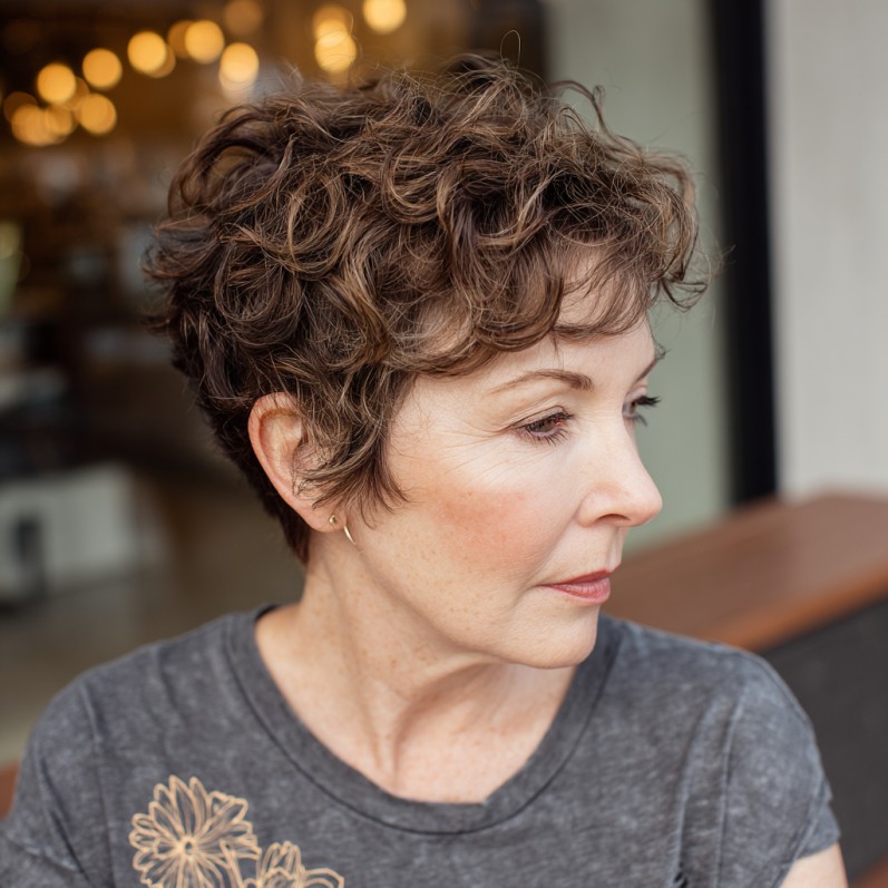 Textured Short Curly Cut with Soft Layers
