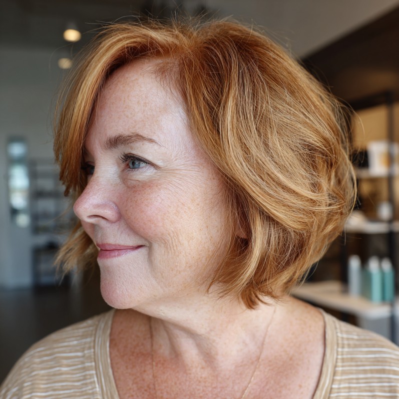 Warm Copper A-Line Bob with Soft Layers