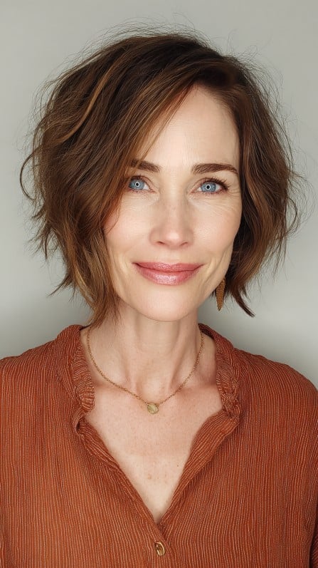 Textured Wavy Bob with Subtle Highlights
