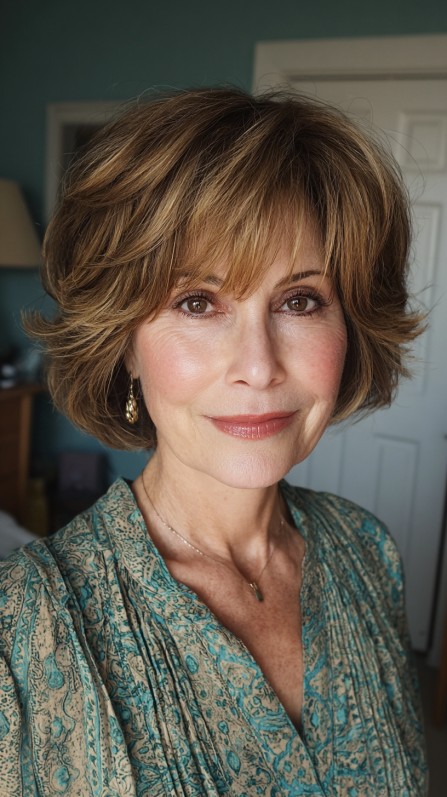 Textured Golden Bob with Face-Framing Layers