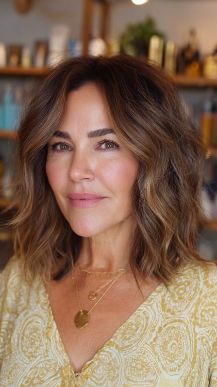 Textured Medium Bob with Warm Highlights