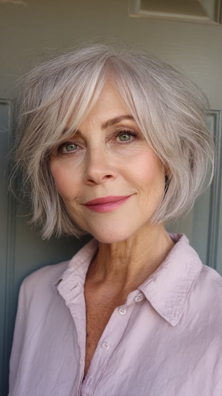 Textured Silver Bob with Soft Layers
