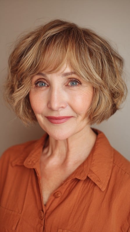 Textured Soft Bob with Wispy Bangs