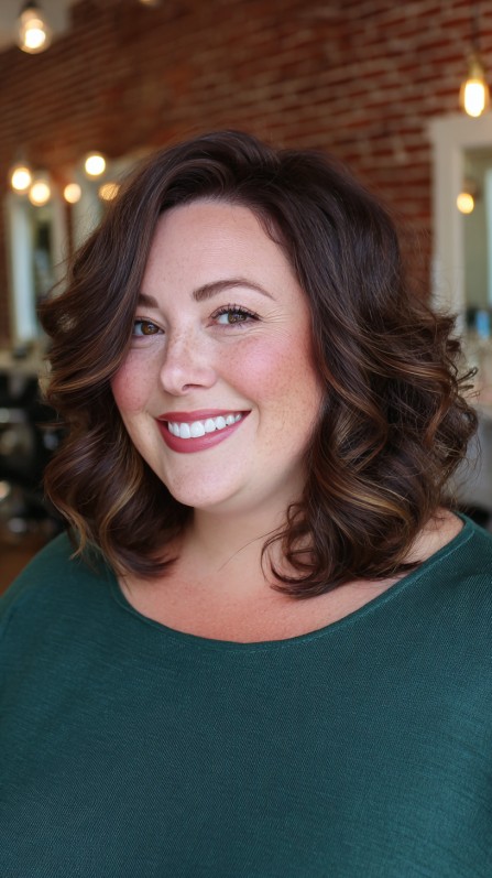Charming Soft Curls with Warm Highlights