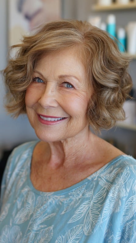 Charming Soft Curly Bob with Gentle Volume