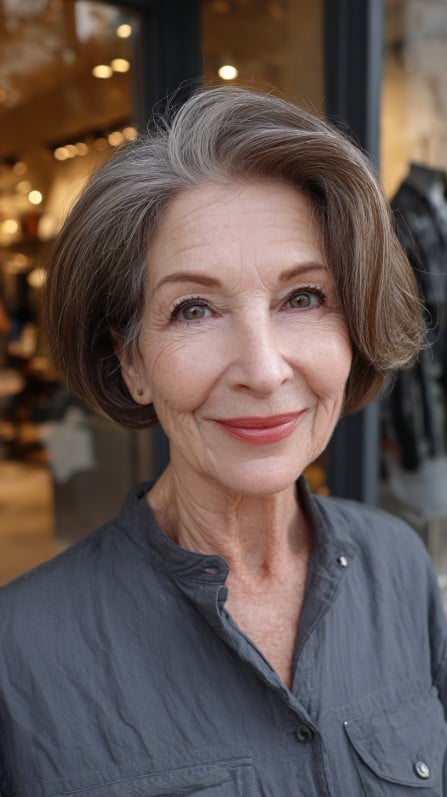 Chic Curved Bob with Flattering Volume