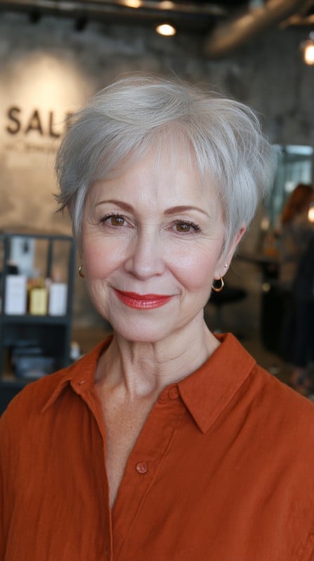 Chic Layered Silver Cut with Soft Texture