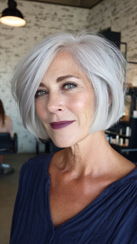 Chic Silver Bob with Soft Volume