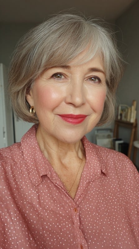 Chic Soft Gray Bob with Gentle Face-Framing Layers