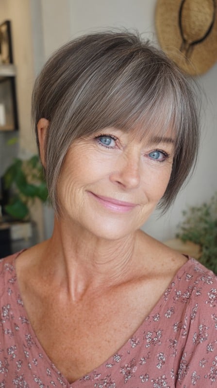 Chic Textured Bob with Soft Bangs