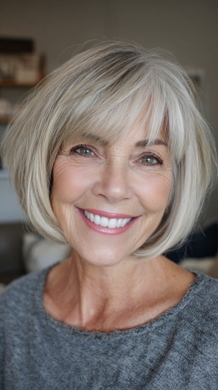 Chic Textured Bob with Soft Fringe