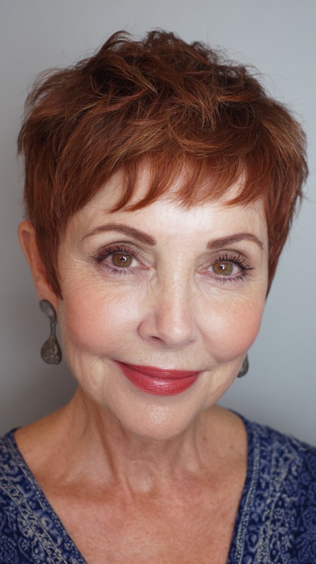 Chic Textured Pixie with Soft Copper Tones