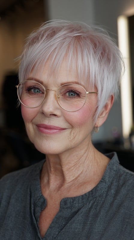 Chic Textured Pixie with Soft Pastel Highlights
