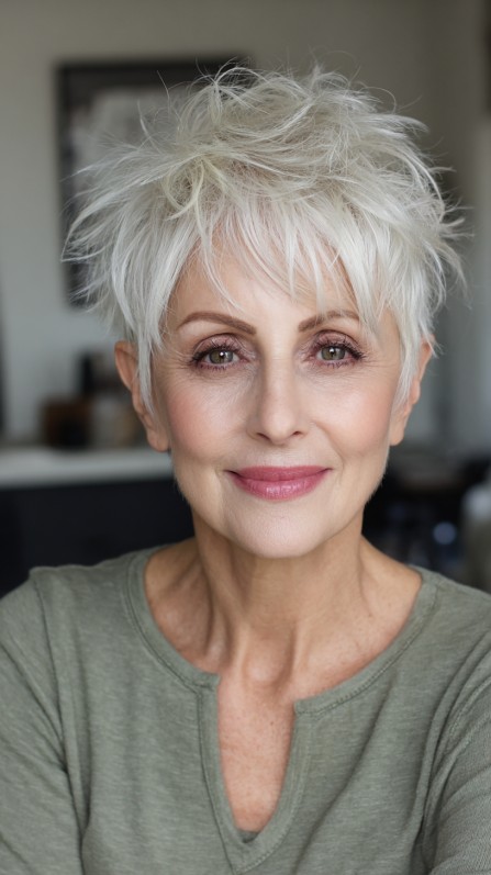 Chic Textured Razored Pixie with Lively Volume