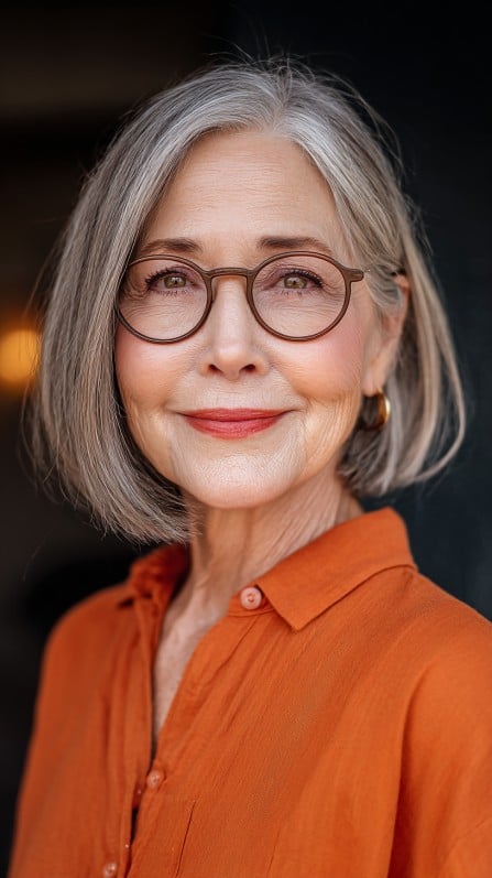Elegant Textured Gray Bob with Subtle Movement