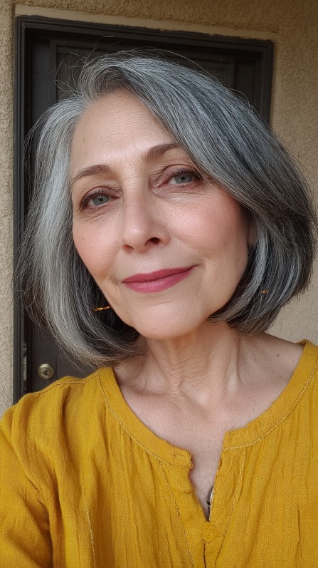 Modern Textured Gray Bob with Soft Layers