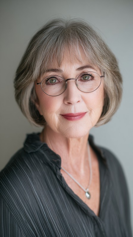 Softly Textured Gray Bob with Subtle Layers